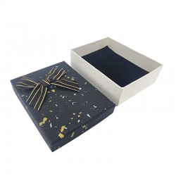 12 petites boîtes à bijoux pour parure motif terrazzo avec nœud 7x9cm - noir