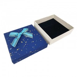 12 écrins pour parures avec nœud cadeaux motif terrazzo 9x9cm - bleu nuit