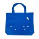 12 petits sacs cabas intissés bleus motifs fleurs avec soufflet 30+10x26cm - 15091