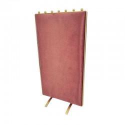 Grand support colliers vertical en métal doré bicolore velours rose poudré et rose blush