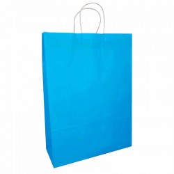 12 grands sacs cadeaux papier kraft bleu ciel 31x12x42cm