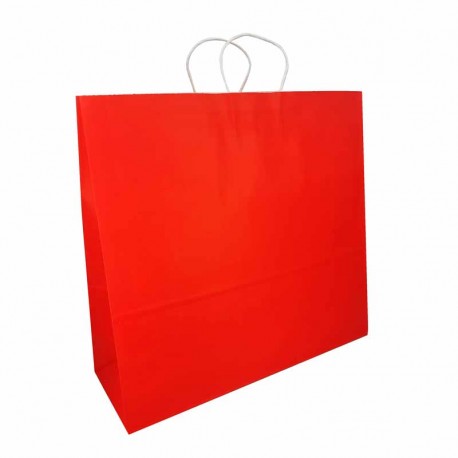12 grandes poches cadeaux papier kraft rouge 44x15x40cm - 14037