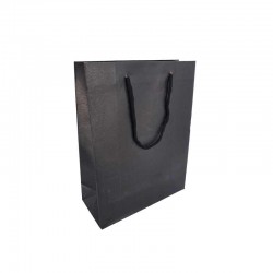 12 sacs cabas en papier kraft de couleur noire 15x6x20cm