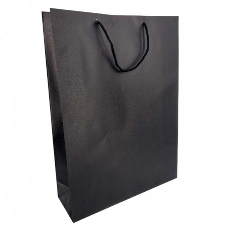 12 grands sacs en papier kraft noir uni 38x12x50cm - 14413