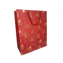 12 sacs luxe rouge carmin mat à motif doré brillant de fleurs 26x12x32cm - 12320