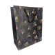 12 grands sacs luxe noir mat à motif de fleurs dorées 31x12x42cm - 12321