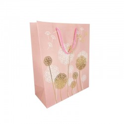 12 sacs luxe rose pastel à motif de pissenlits doré et blanc 26x12x32cm - 12329
