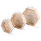 Lot de 3 petits plateaux de forme hexagonale en bois de pin - 22161