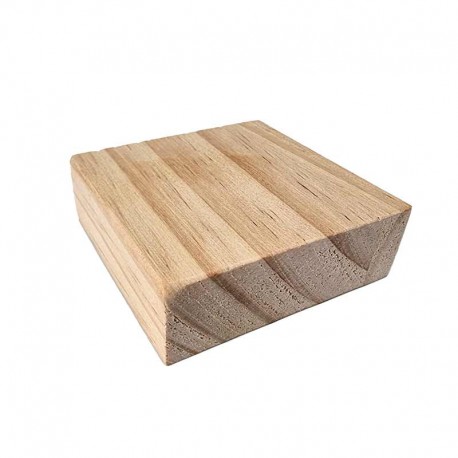 Petit carré de présentation en bois naturel de pin 6x6x2cm - 22176