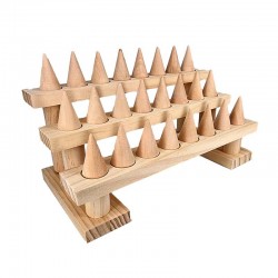 Porte bagues en bois en forme d'escalier 24 cônes