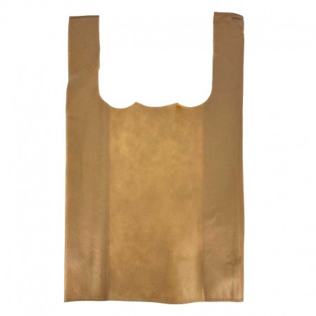 Lot de 12 grands sacs non-tissé réutilisables 44x74x19cm - brun clair