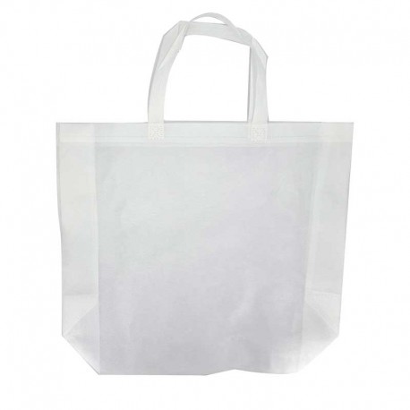 12 sacs cabas intissé blanc réutilisable 45x40x12cm