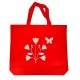 12 sacs cabas intissés rouges motifs papillons avec soufflet 36+10x32cm - 15103