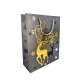 12 sacs cadeaux de noël gris acier motif renne doré 26x10x32cm - 12360
