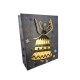 12 petits sacs de noël gris acier motif cloche de noël dorée 18x10x23cm - 12359