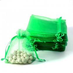 100 bourses cadeaux organza couleur vert prairie 10x11cm -7115