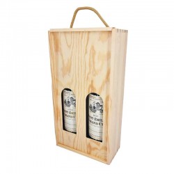 Boîte pour 2 bouteilles à fenêtre en bois de pin 19x35x9.5cm