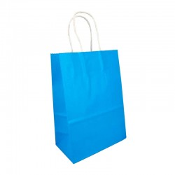 12 petits sacs cadeaux papier kraft bleu ciel 15x8x21cm