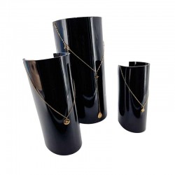 Lot de 3 porte collier en acrylique noir en forme de cylindre
