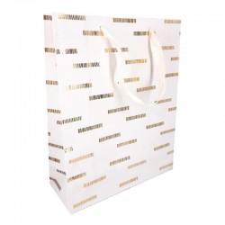 12 grands sacs papier luxe blancs à motif doré de traits 30x12x41.5cm