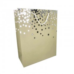 12 sacs cadeaux luxe vert amande à motif d'étoiles argentées 26x12x32cm