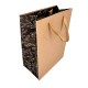 12 sacs en kraft brun avec soufflet noir décor nature 18x10x23cm