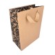 12 sacs en kraft brun avec soufflet noir décor floral 18x10x23cm