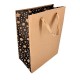 12 sacs en kraft brun avec soufflet noir décor étoiles 18x10x23cm