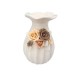 Petit vase blanc céramique blanc avec décoration de roses en relief