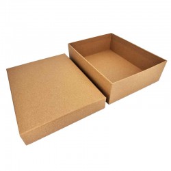 Grande boîte cadeaux plate en papier kraft brun naturel - 24x19x8cm
