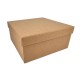 Grande boîte cadeaux cartonnée de forme carrée kraft naturel - 19.5x19.5x9.5cm