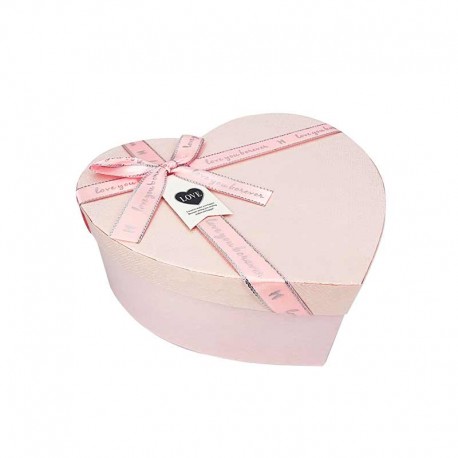 Petite boîte cadeaux en forme de coeur rose poudré 13x15x6cm