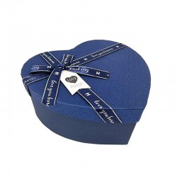 Petite boîte cadeaux en forme de coeur bleu nuit 13x15x6cm