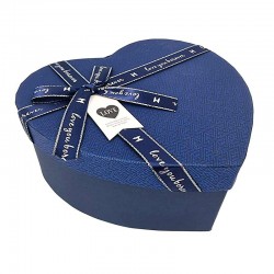 Grande boîte cadeaux en forme de coeur couleur bleu nuit 18x21x9cm