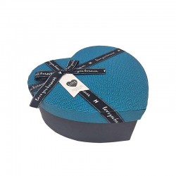 Petite boîte cadeaux en forme de coeur bleu canard avec nœud 13x15x6cm