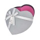Boîte cadeaux en forme de cœur couleur gris perle avec nœud 15x18x7.5cm