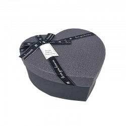 Boîte cadeaux en forme de cœur couleur noire avec nœud 15x18x7.5cm