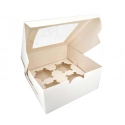 12 boîtes à fenêtre carrées en carton blanc pour petits pot ou bougies - 16x16x7.5cm