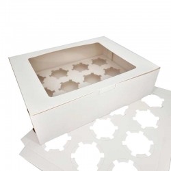 12 grandes boîtes à fenêtre en carton blanc pour verres ou bougies - 32x25x9cm