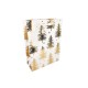 12 petits sacs de noël blanc motif doré de sapins 12x15.5x7cm