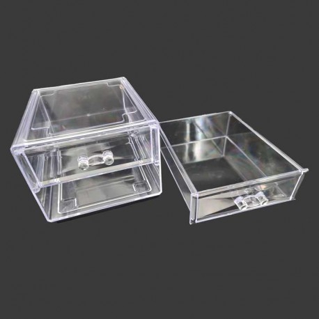 Boîte de rangement en acrylique transparent empilable à 2 tiroirs