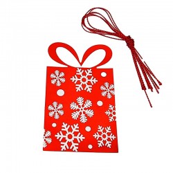 24 étiquettes cartonnées de noël en forme de cadeaux rouge brillant