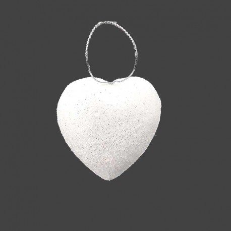 Lot de 6 cœurs blancs à paillettes à suspendre pour décoration sapin de noël