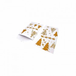100 petits sachets cadeaux de noël en papier blanc motif de sapins 6x10cm