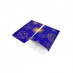 100 pochettes cadeaux de noël bleu nuit motif feux d'artifice dorés 7x13cm