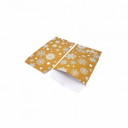 100 petits sachets cadeaux de noël en papier doré mat motif de flocons 6x10cm