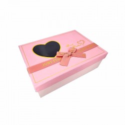 Boîte cadeaux à couvercle avec fenêtre en forme de cœur 23x17x7cm - Rose clair