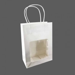 20 sacs papier kraft à fenêtre L22 x H27 x P11 cm - blanc