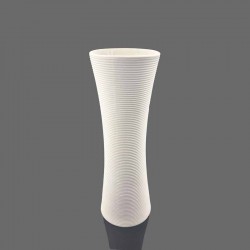 Petit vase sablier blanc en céramique sculptée - 20cm