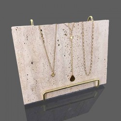 Petit porte colliers horizontal en pierre sur socle doré